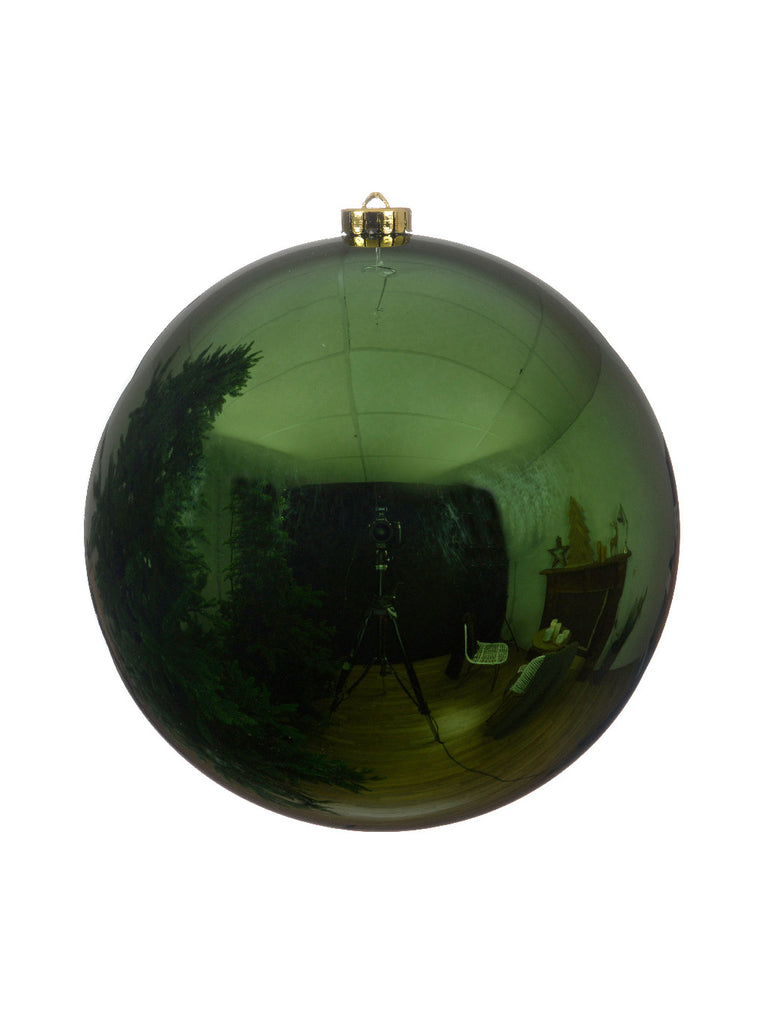 14cm Shiny Shatterproof Bauble - Pine Green