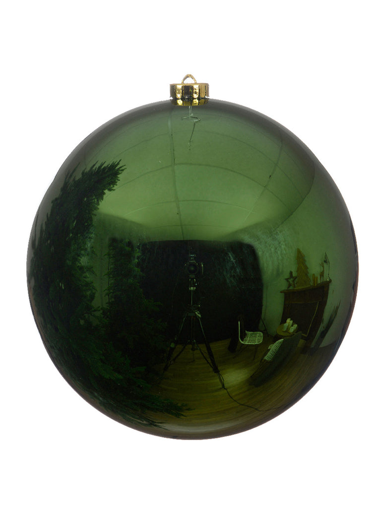 20cm Shiny Shatterproof Bauble - Pine Green