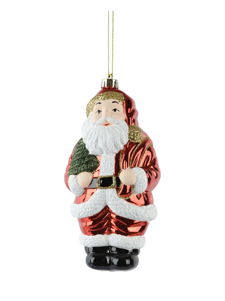 17cm Santa with Shiny Glitter