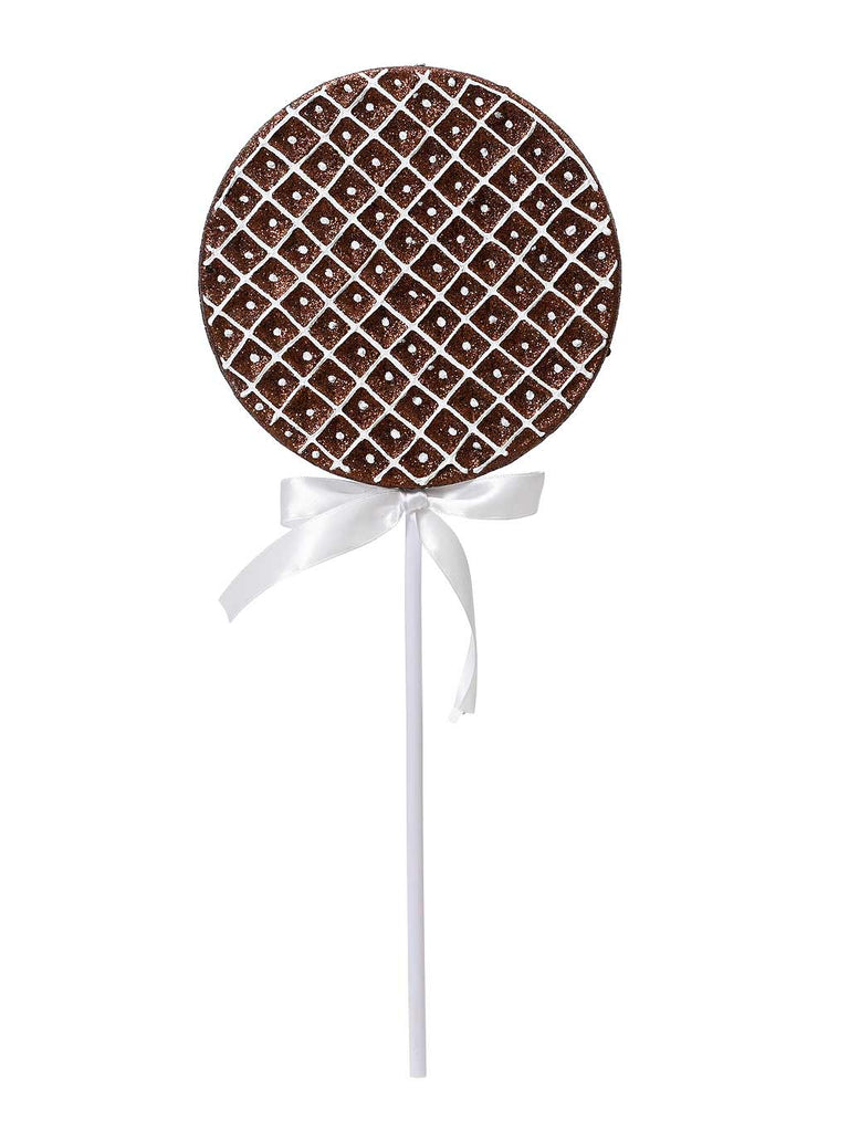 46cm Chocolate Waffle Lolly with Iced White Glitter - Espresso