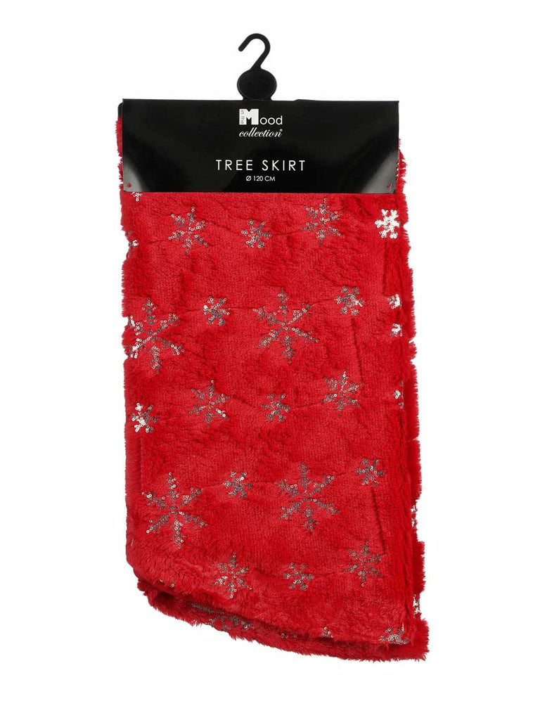 1.2M (4ft) Treeskirt with Snowflake - Red/Gold