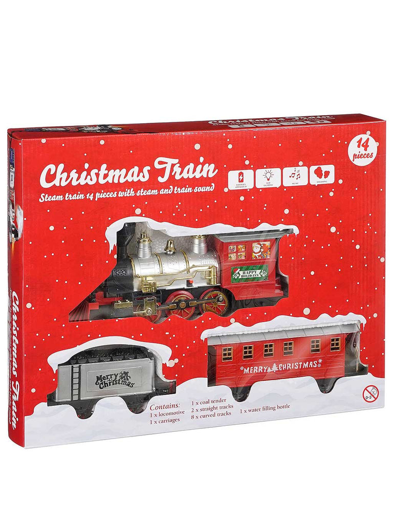 14 Pieces B/O Red Train with Steam & Train Sound