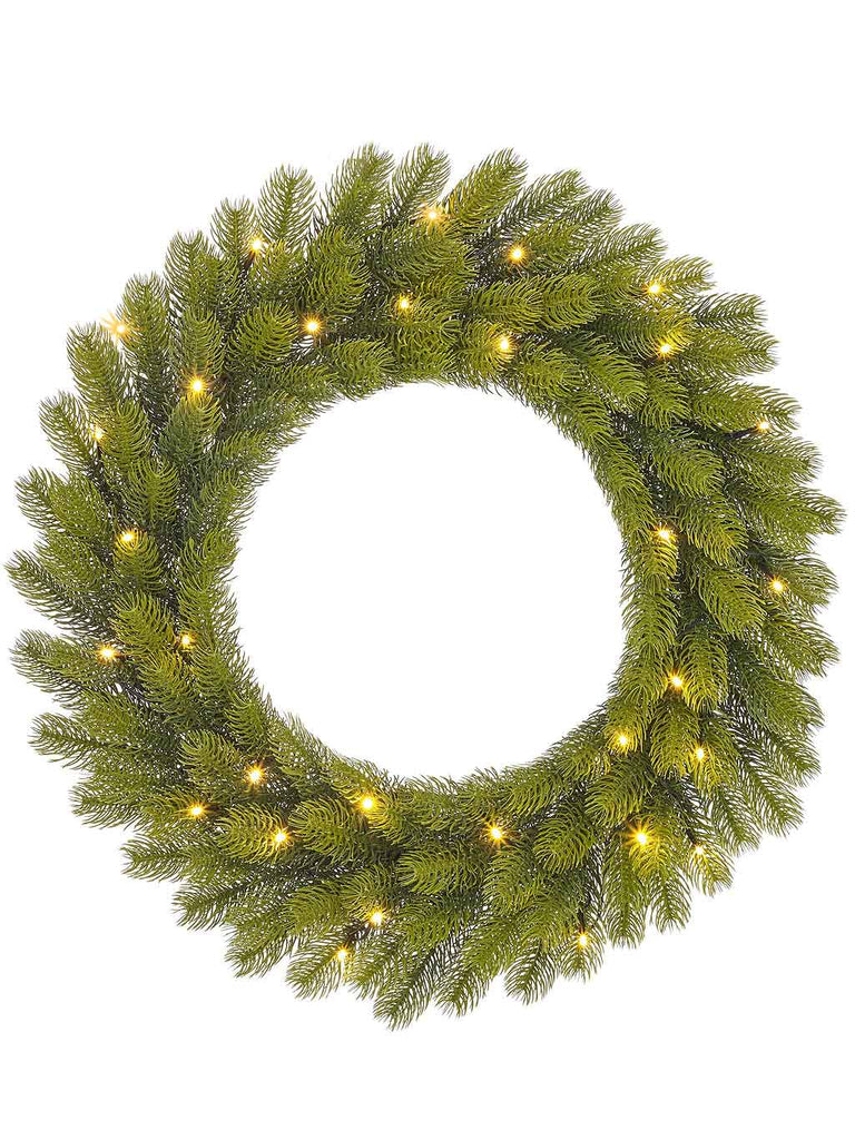 60cm B/O Nagoya Wreath - Green with WW LEDs