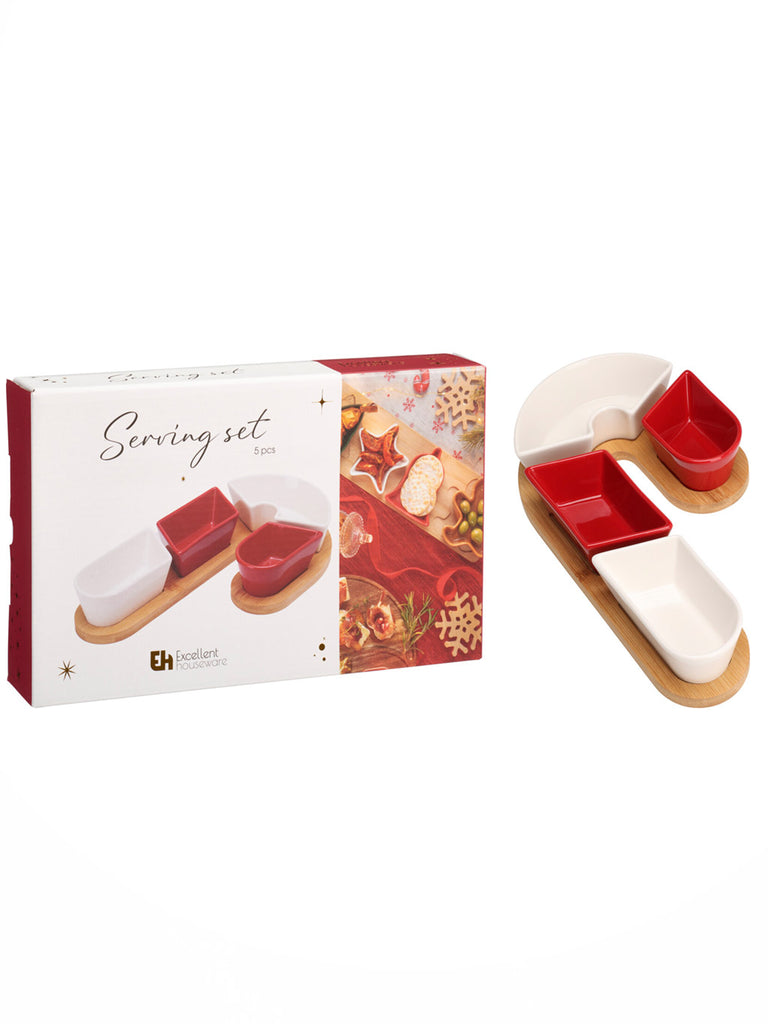 5 Pcs Serving Set - Candy Cane