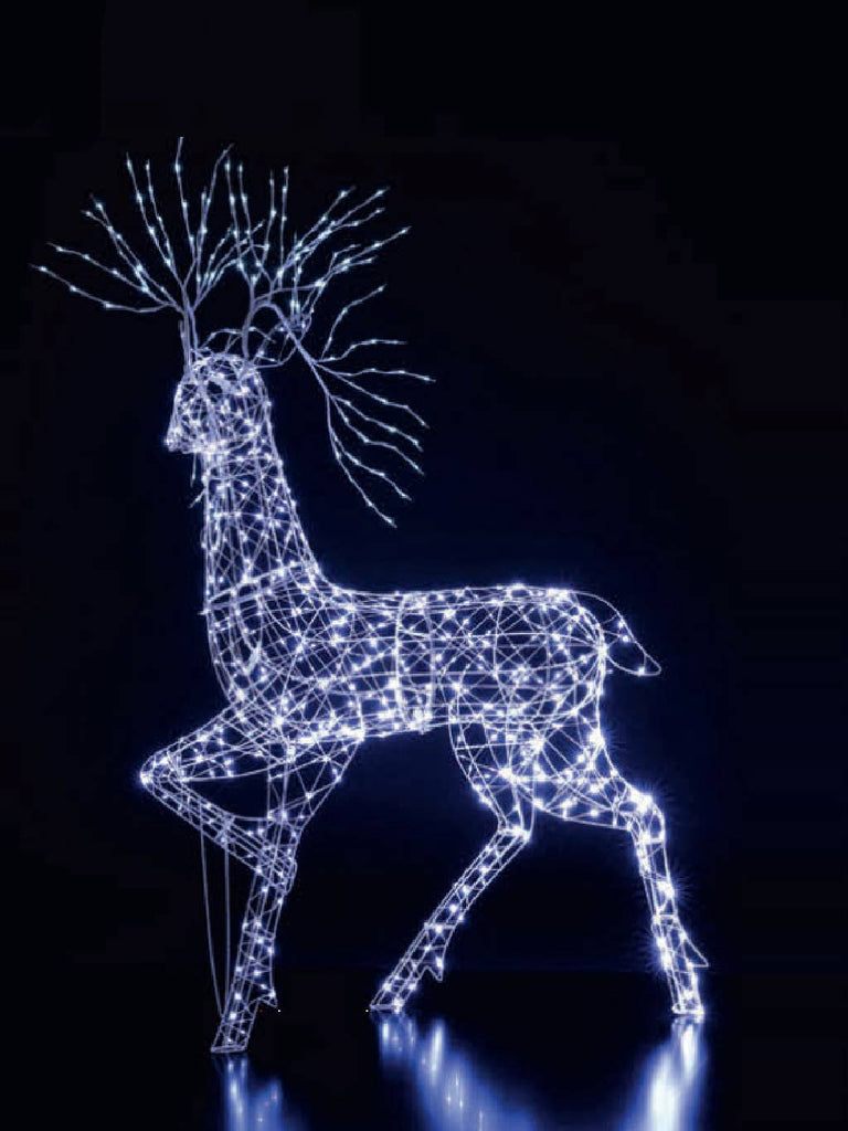 2M White Flexi Highland Stag with Branch Antlers