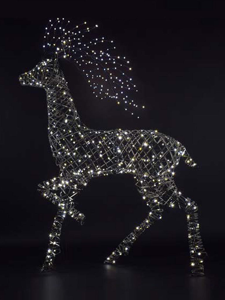 2M Grey Rattan Highland Stag with Branch Antlers