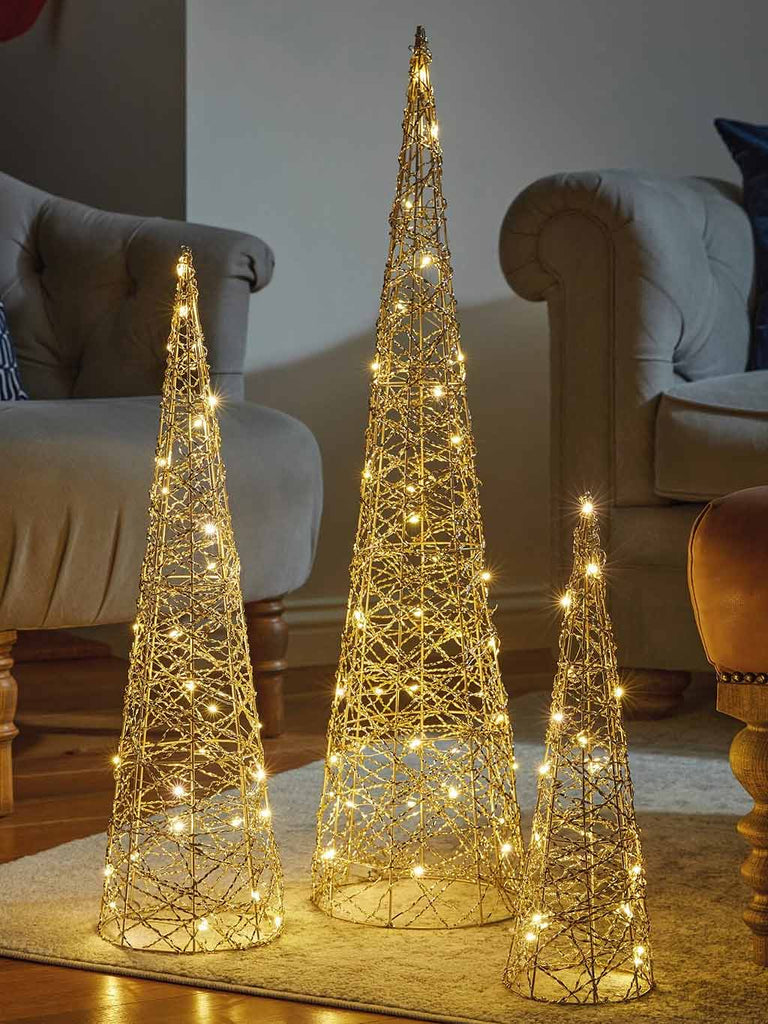 Set of 3 Gold Weave Treebelisks