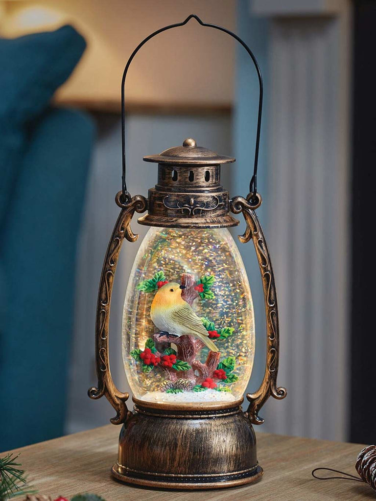 13cm SnowSwirl Festive Robin Lantern