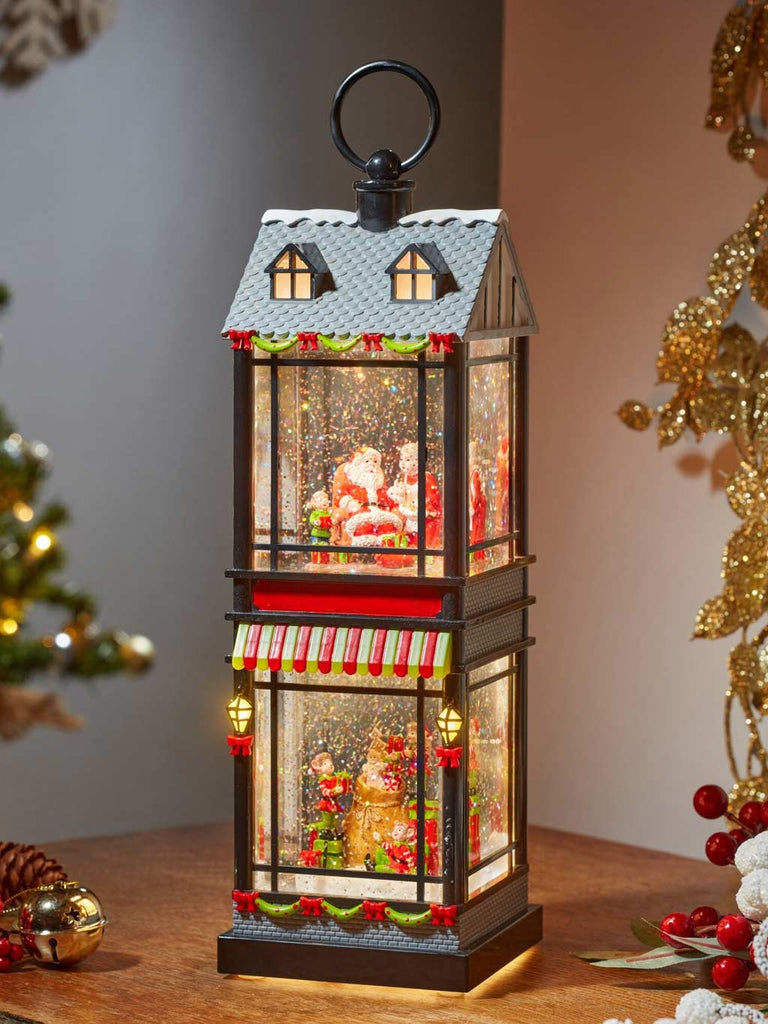 SnowSwirl Santa's Home Lantern
