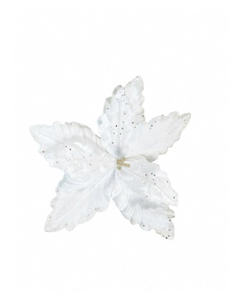 58cm White Poinsettia Stem