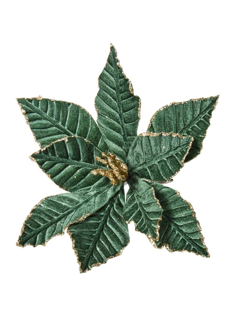 58cm Sage Green Velvet Flower with Gold Trim Stem