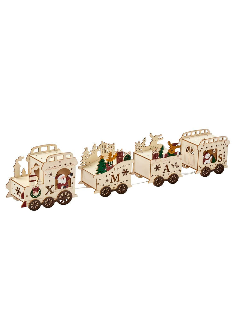 42cm InLit Wooden Santa's Express