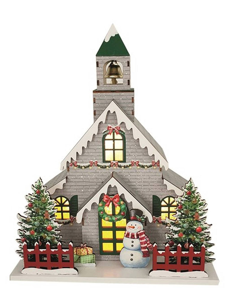 30cm B/O Christmas Church - Grey
