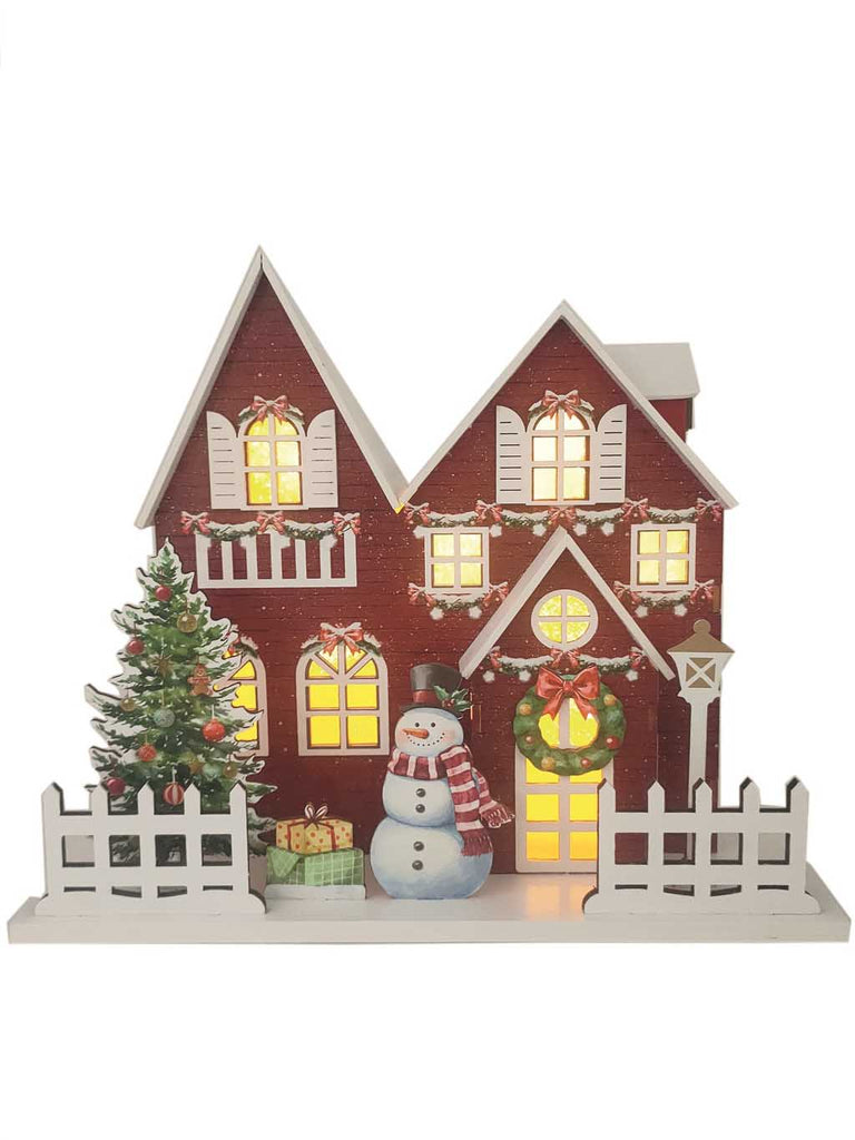 22cm B/O Christmas House - Red