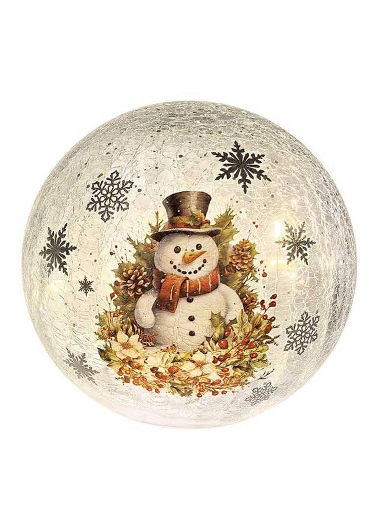 15cm B/O Crackle Effect Snowman Ball