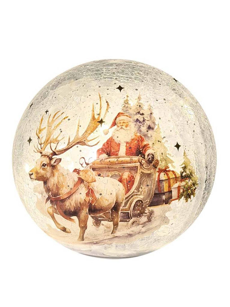 15cm B/O Crackle Effect Santa Sleigh Ball