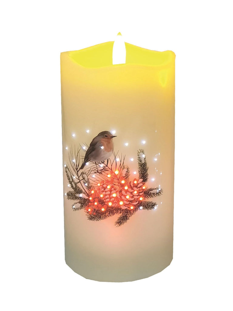 15cm B/O LED Robin Candle