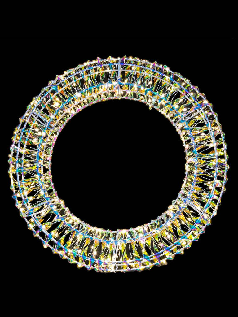 38cm Iridescent Wreath with 400 LED Lights