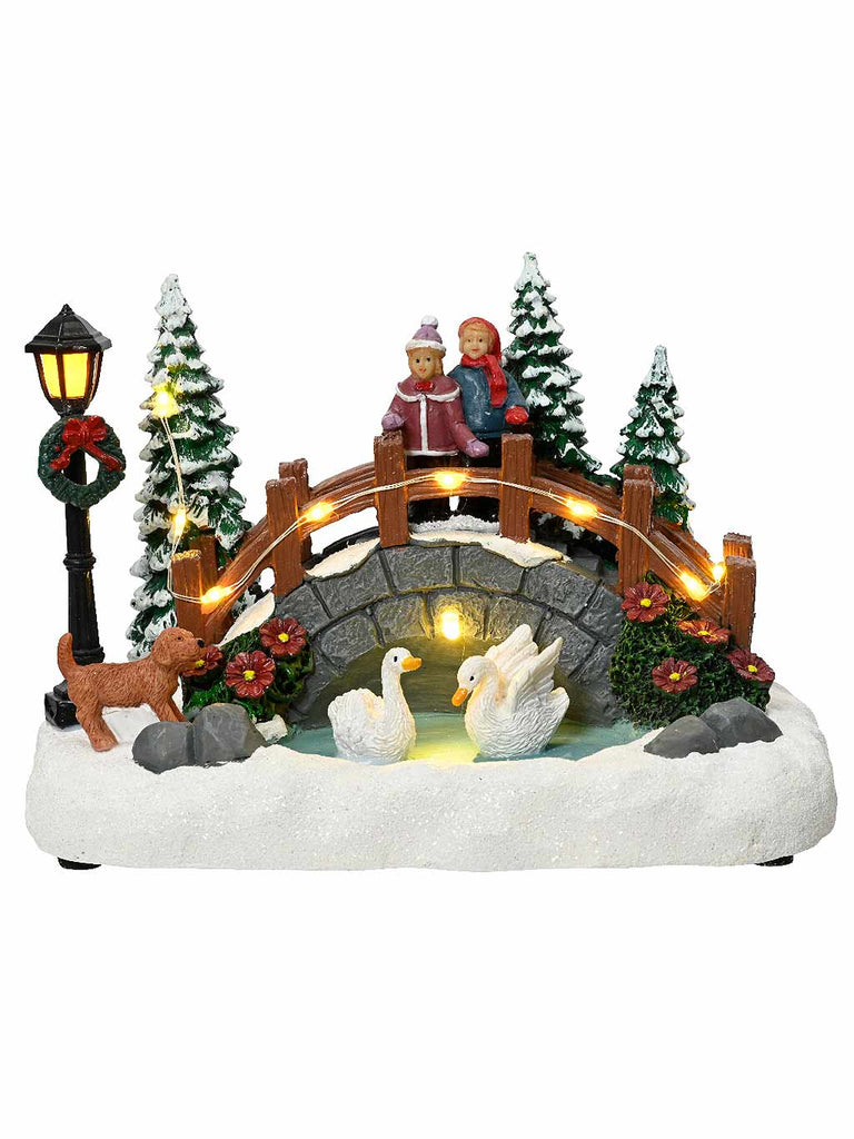 17cm B/O LED Polyresin Bridge Scene