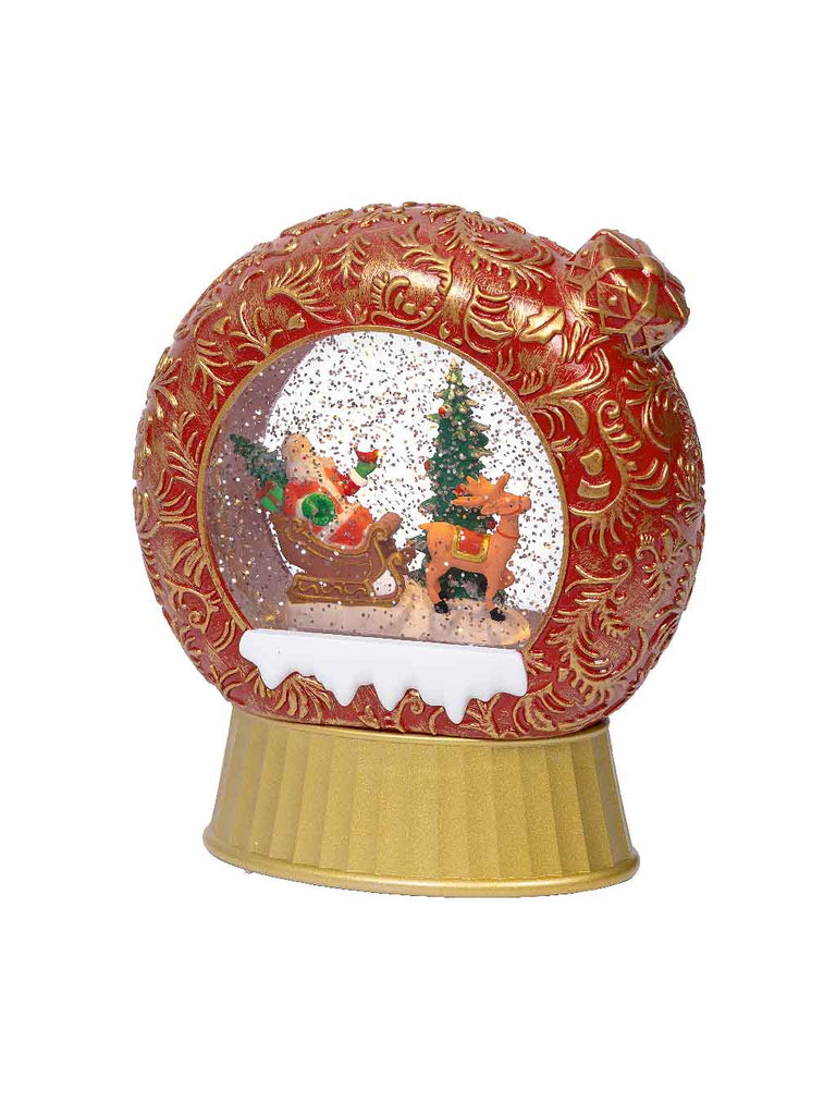 20cm B/O LED Water Spinner Red/Gold Bauble with Scene