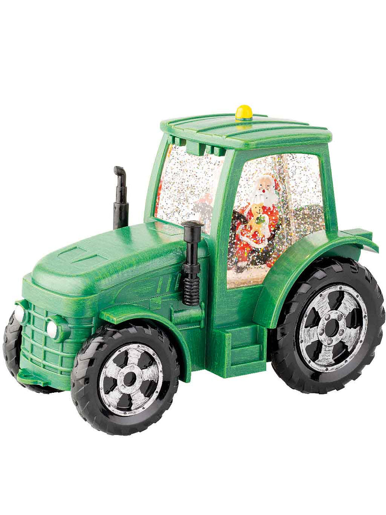 22cm B/O LED Water Spinner Green Tractor with Santa