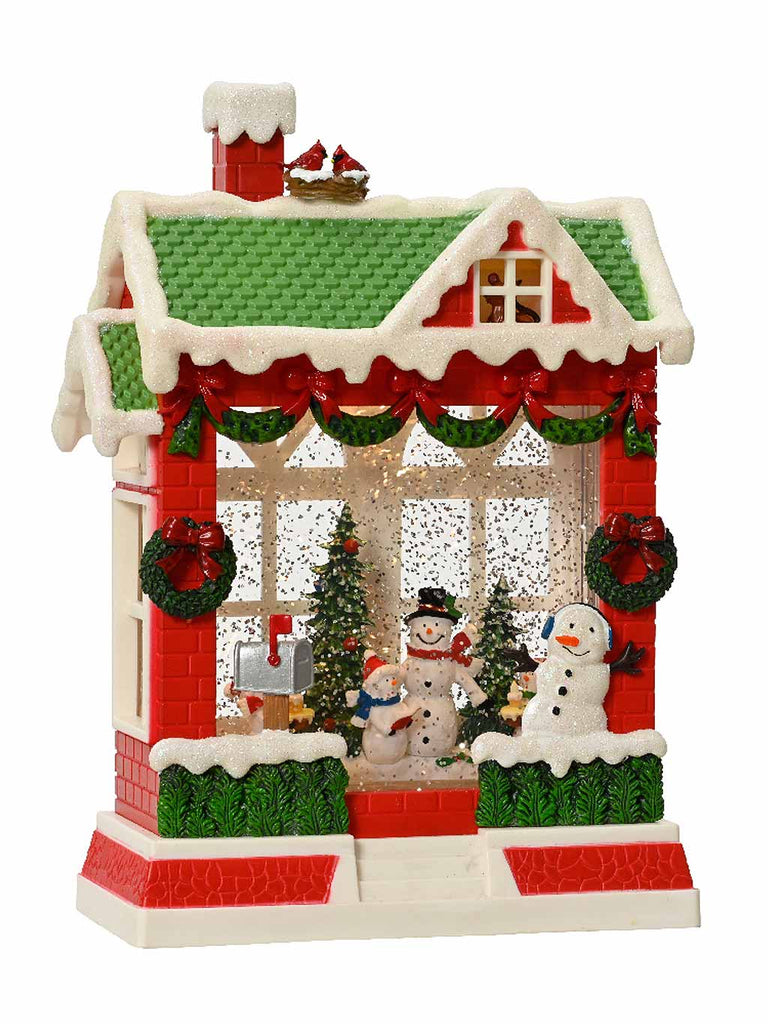25cm B/O LED Snowman House Water Spinner