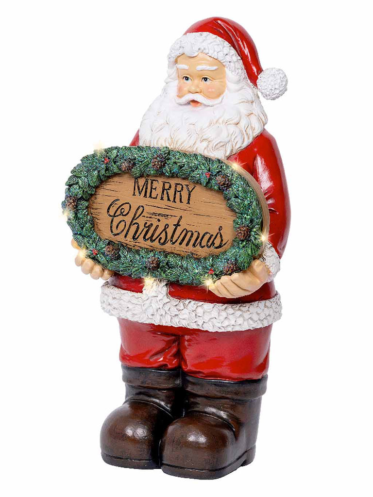 30cm B/O Micro LED Santa Ornament w/ Merry Christmas Sign