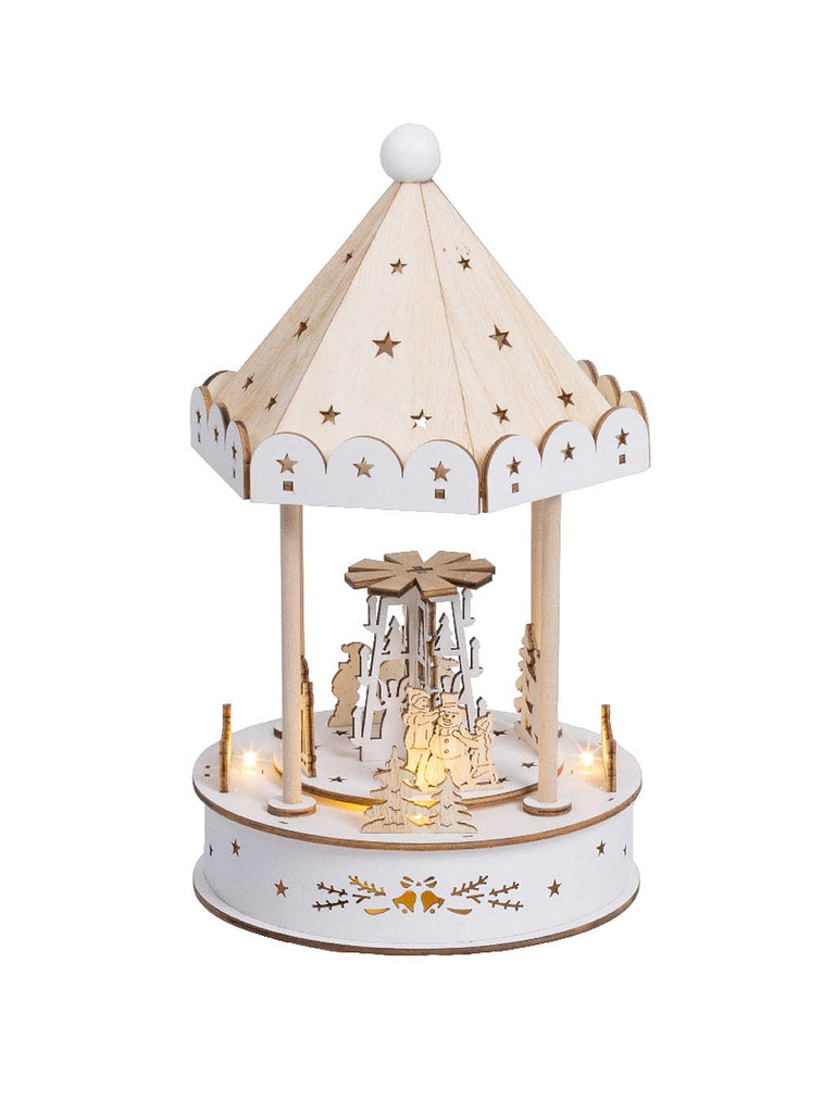 26cm B/O Natural Wooden Gazebo LED Scene