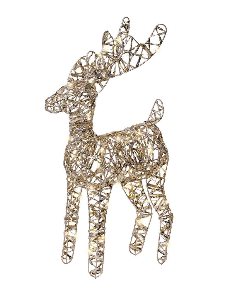 37cm B/O Gold Metal Reindeer with Warm White Micro LEDs