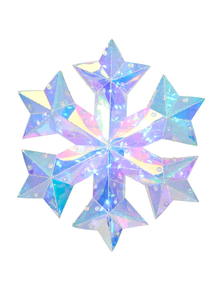 45cm B/O Iridescent Snowflake with White Micro LEDs