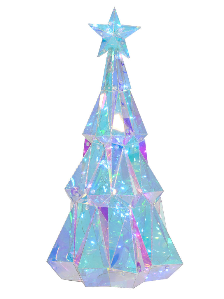 39cm B/O Iridescent Tree with White Micro LEDs