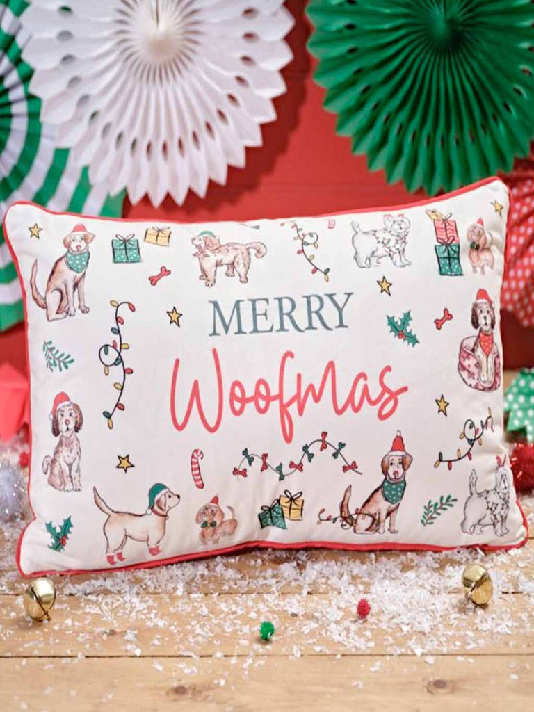 Merry Woofmas Velour Cushion with Zip