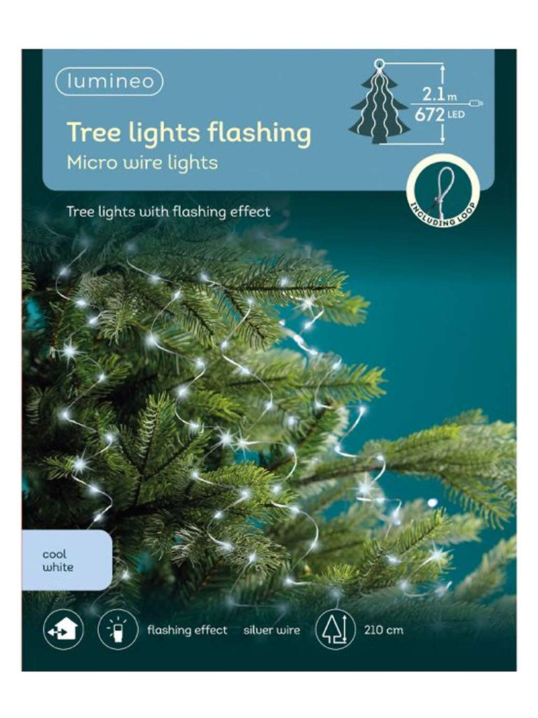 672L - Micro LED Tree Bunch Flashing Effect - Silver/White