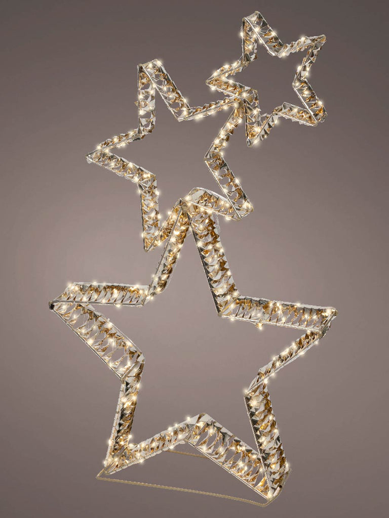 80cm Gold Star Stack Micro LED Flashing Effect - Warm White - Outdoor