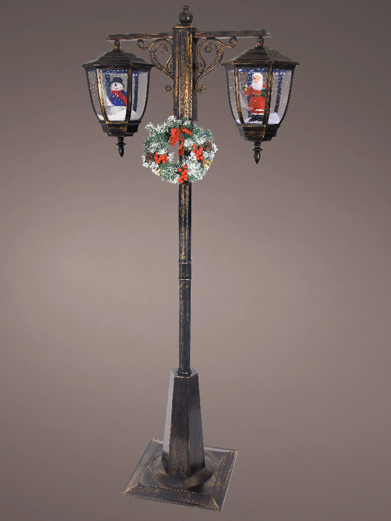 188cm Antique Brass LED Lantern Snowfall Function