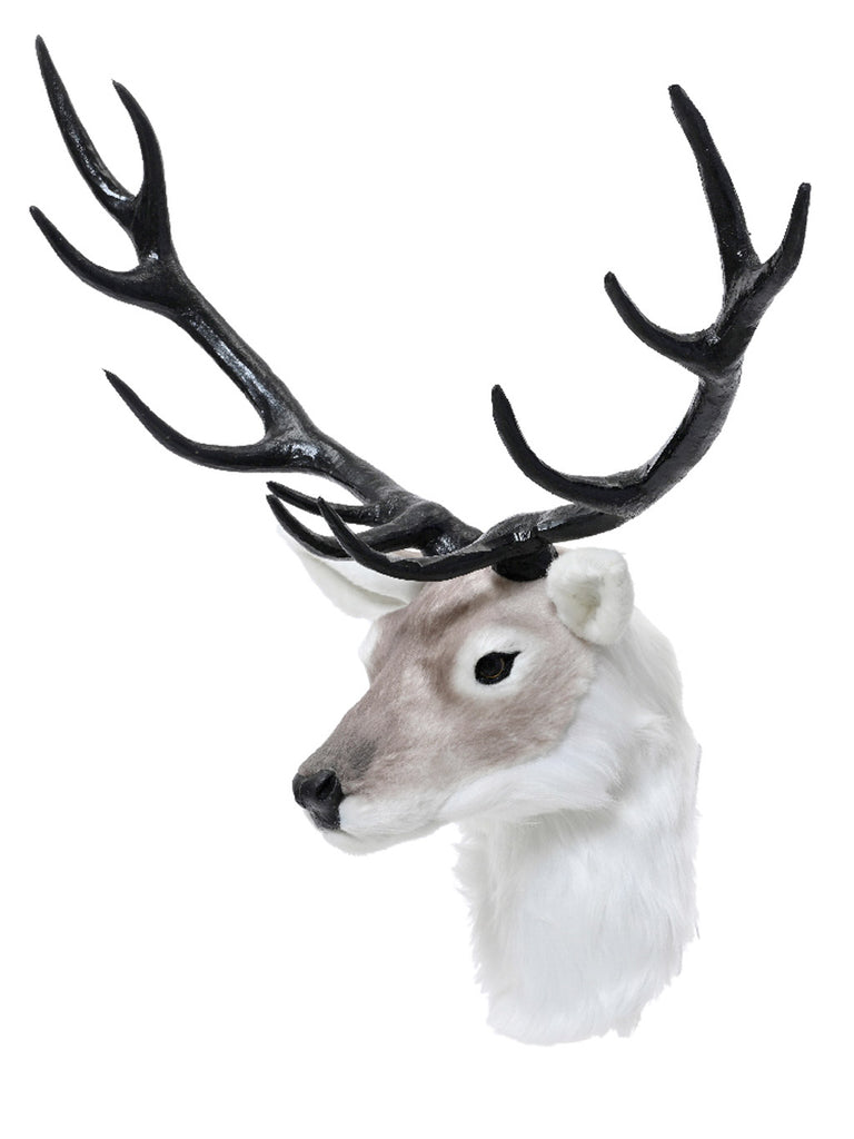55cm Deer Head with Faux Fur - Beige