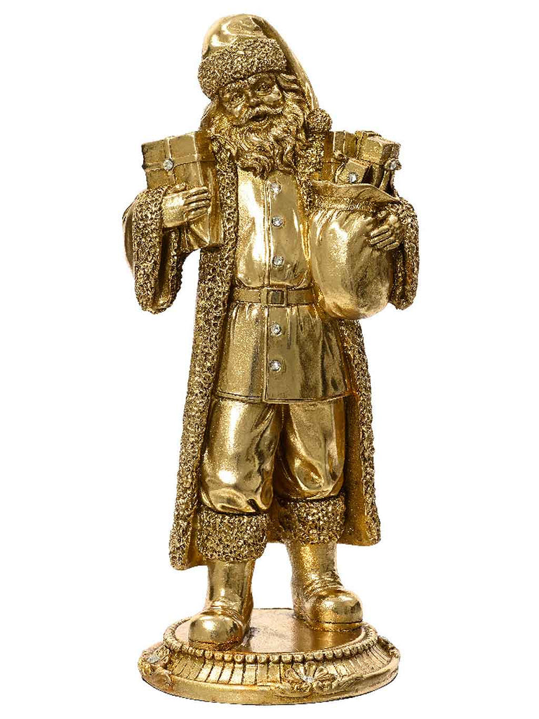 28cm Santa with Gift Bag - Gold