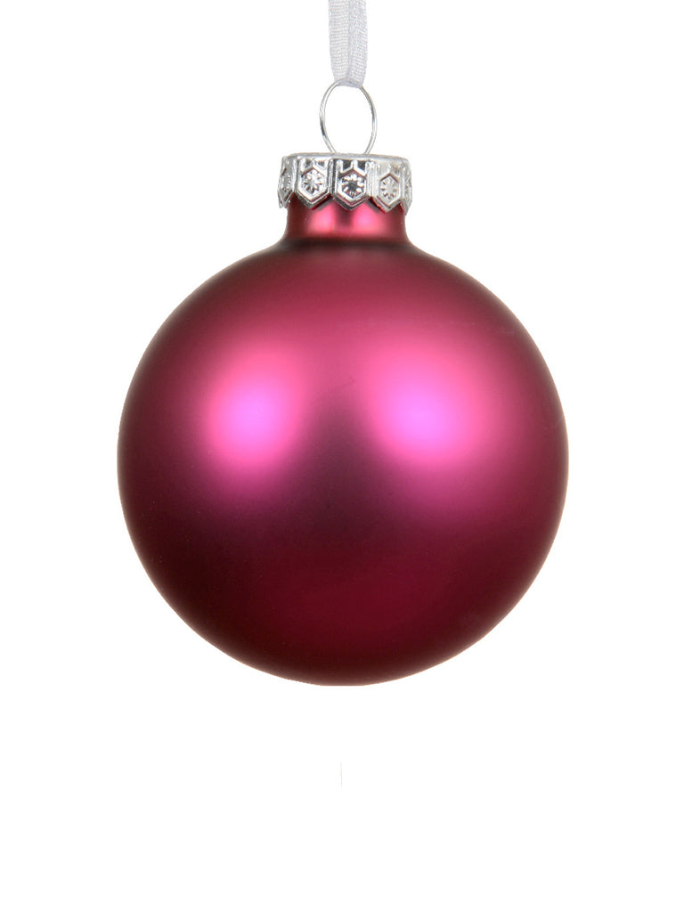 15cm Matt Glass Bauble - Festive Pink