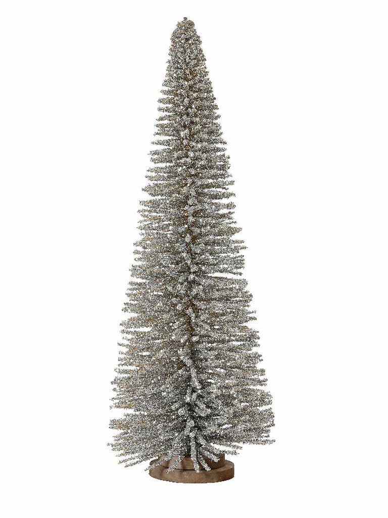39cm Glitter Tree with Bamboo Base - Champagne