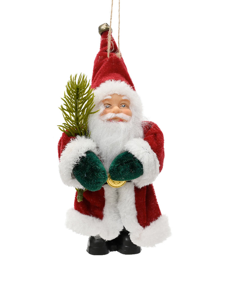 13cm Santa with Red Coat & Branch