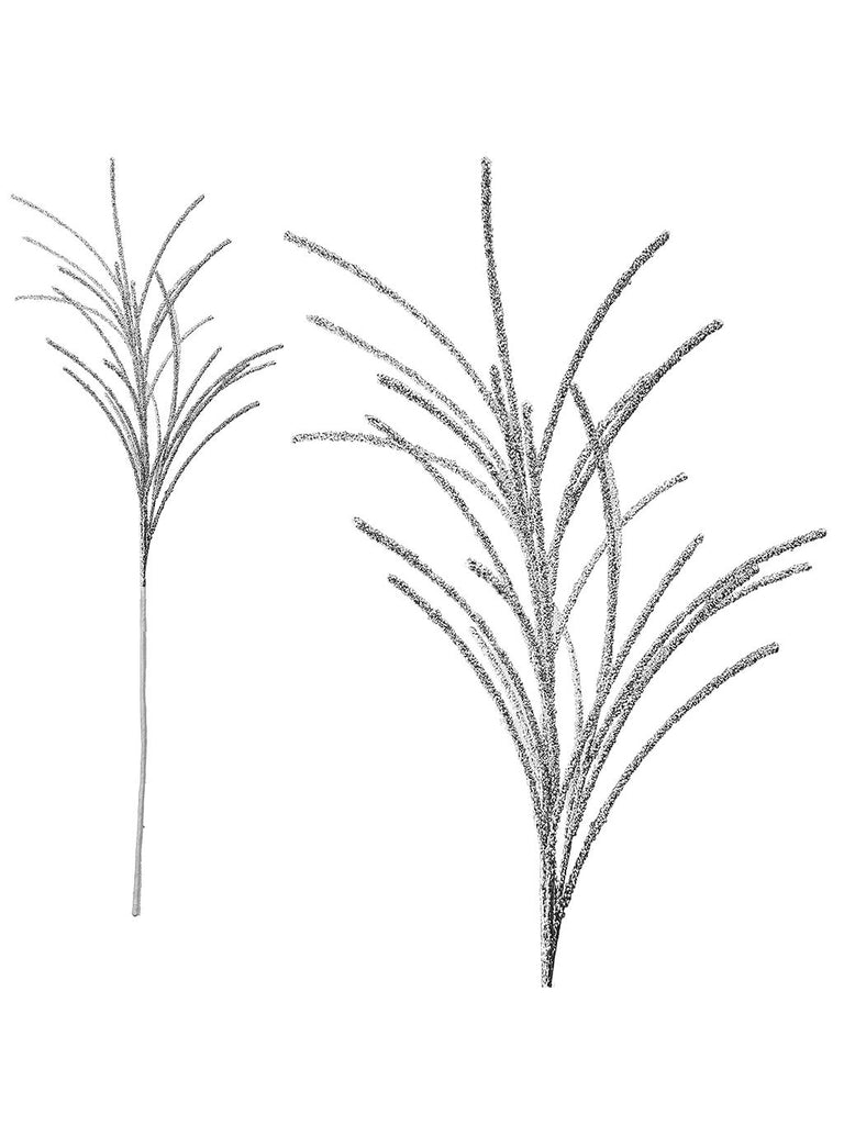 77cm Glitter Grass Stem - Silver