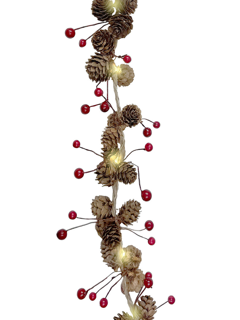 1.5M (5ft) 150cm B/O LED Cone & Berry Garland