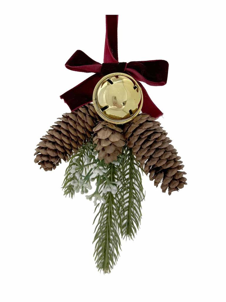 18cm Velvet & Cone Tree Decoration with Bell