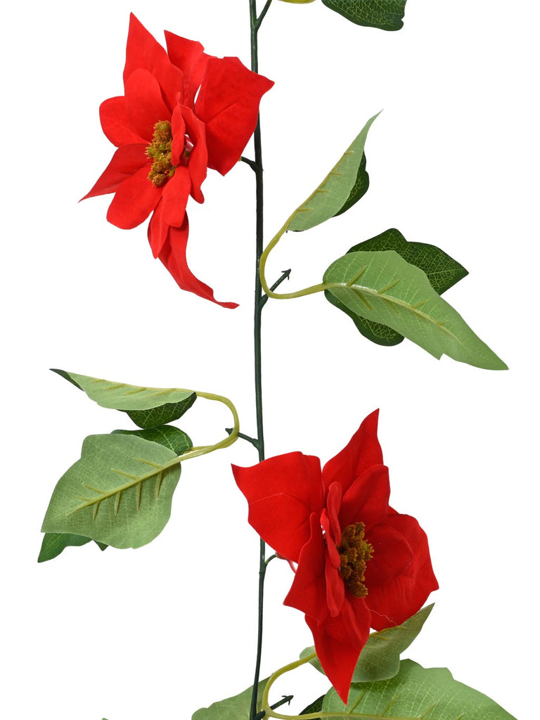 1.8M Red Poinsettias Garland