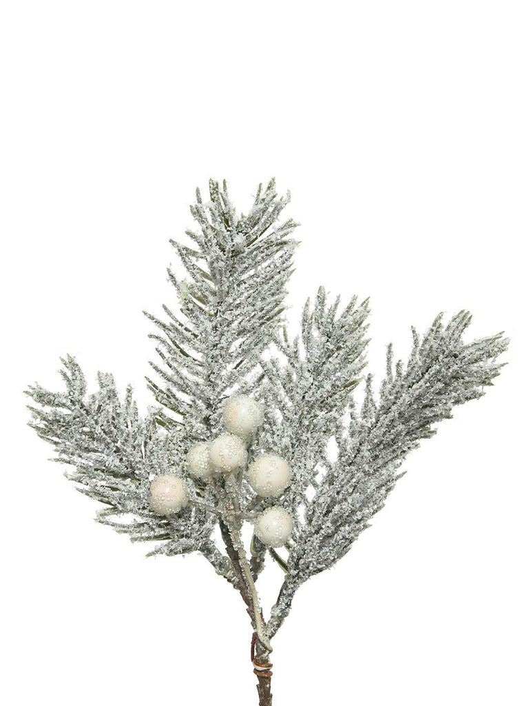 23cm Snowy Branch with White Berries