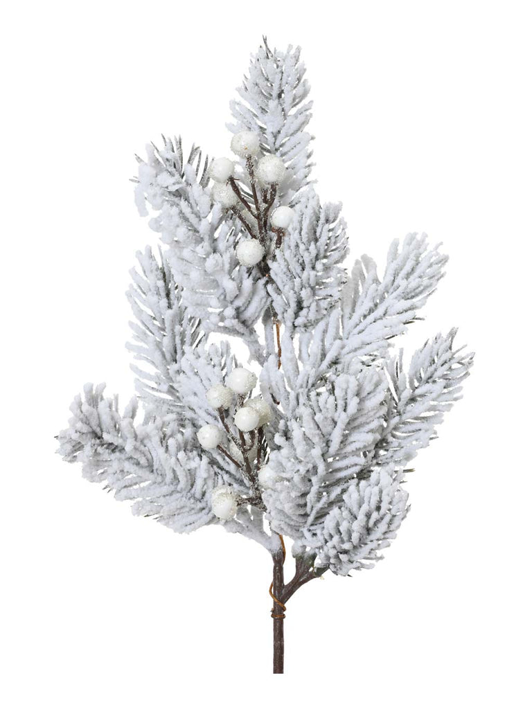 36cm Snowy Branch with White Berries