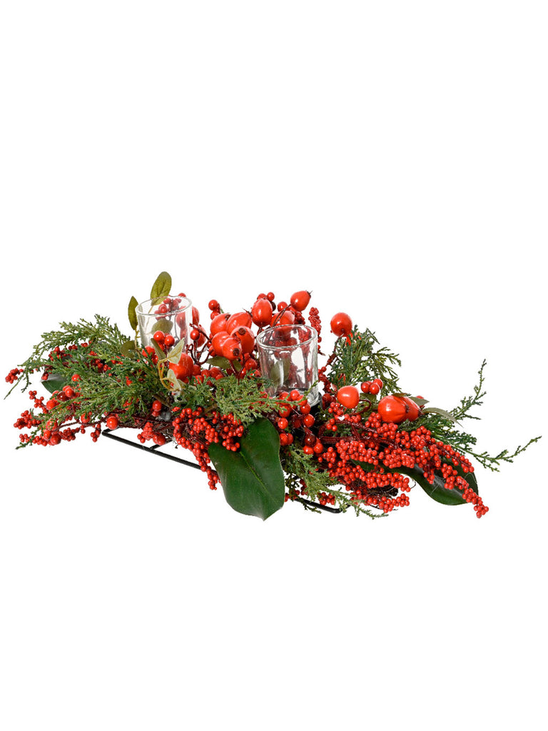 50cm Big Red Berry Tablepiece Candle Holder