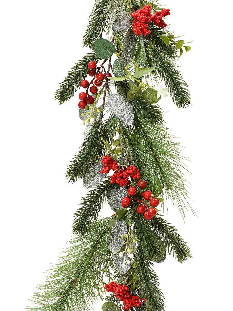 180cm (6ft) Classic Eucalyptus Garland with Red Berries