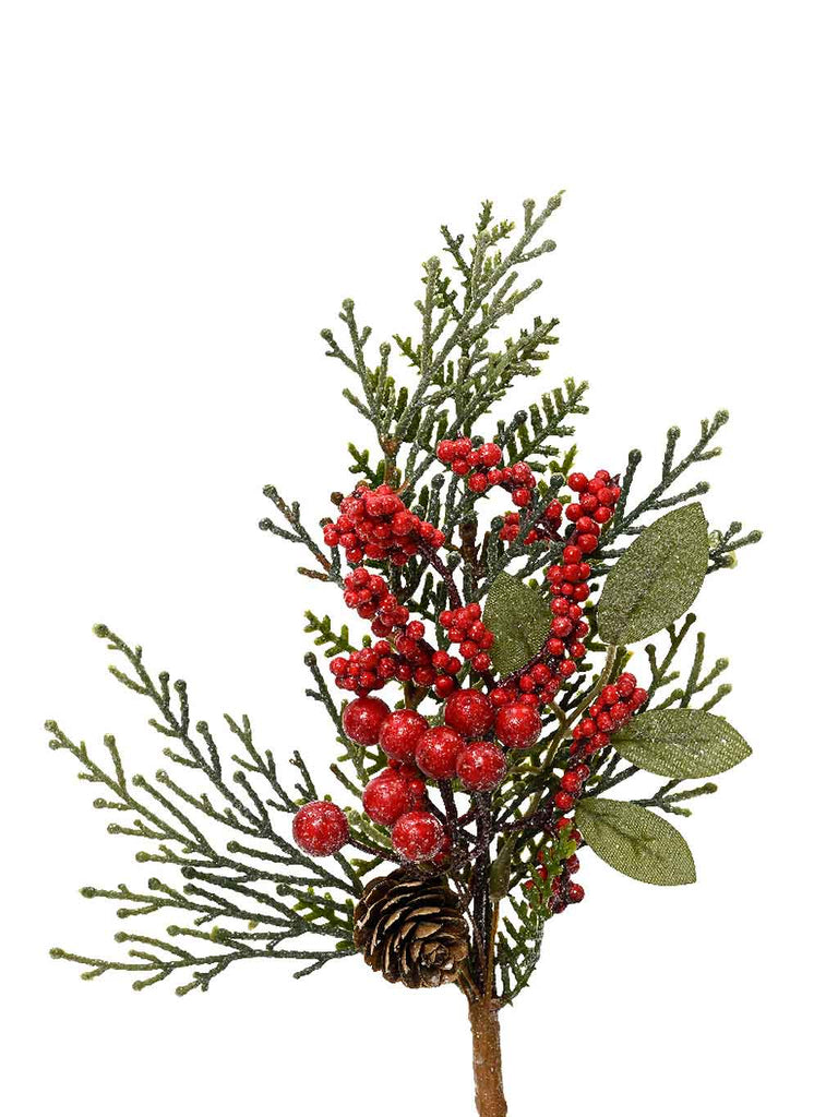 26cm Spray with Glitter Berries