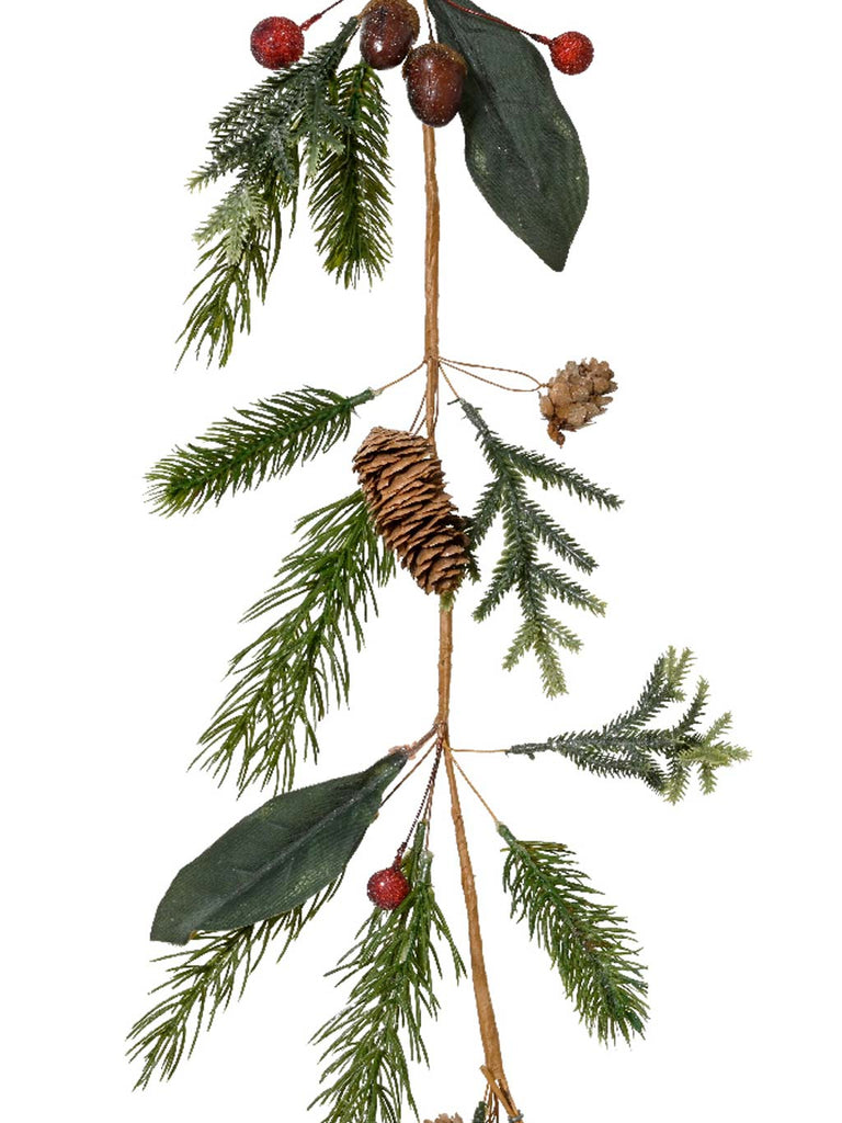 1.8M (6ft) Pinecones Garland with Glitter, Acorn & Berries